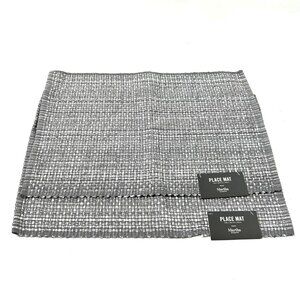Martha Stewart Woven Cotton Textured Placemats Set Of 2 Dark Gray/White 13x19